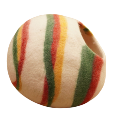 Felt cave bed for cats in striped colours