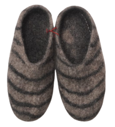 Pair of felt slippers with embroidered detail